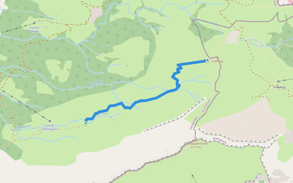 Langhütte-Fulberg walking route map in Emmetten