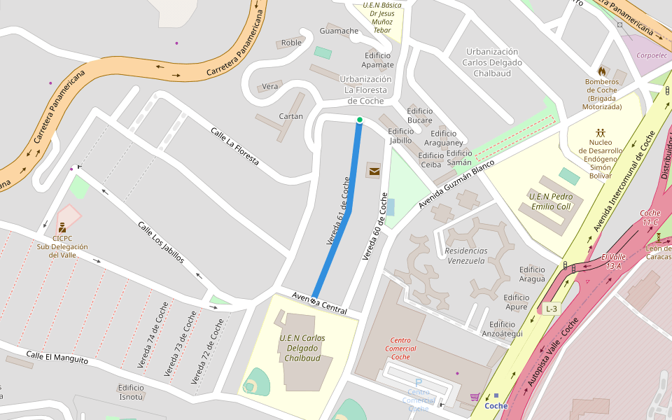 Vereda 61 de Coche walking route map in Caracas