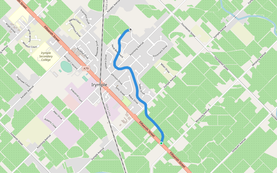 Irymple Green Belt walking route map in Irymple