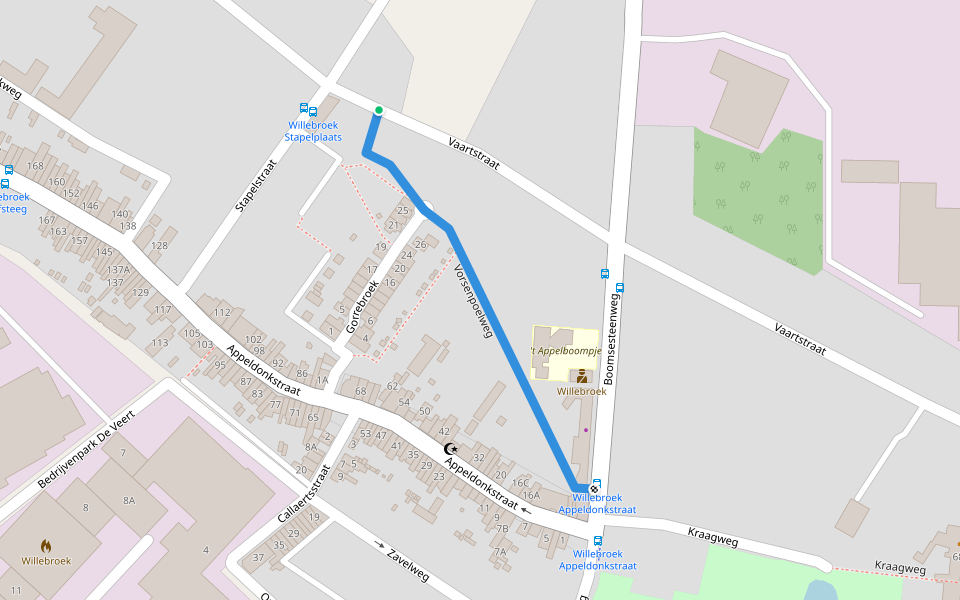 Vorsenpoelweg walking route map in Willebroek