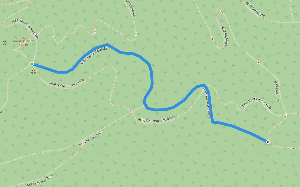 M36 Baska walking route map in Bromont