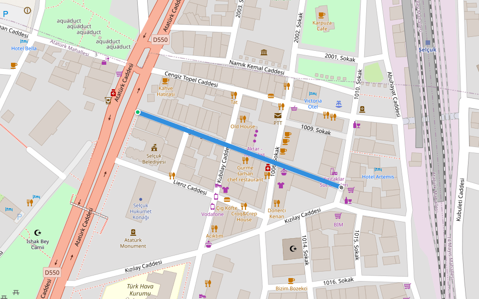 Siegburg Caddesi walking route map in Selçuk