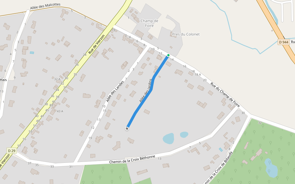Allée des Jardins walking route map in Nançay