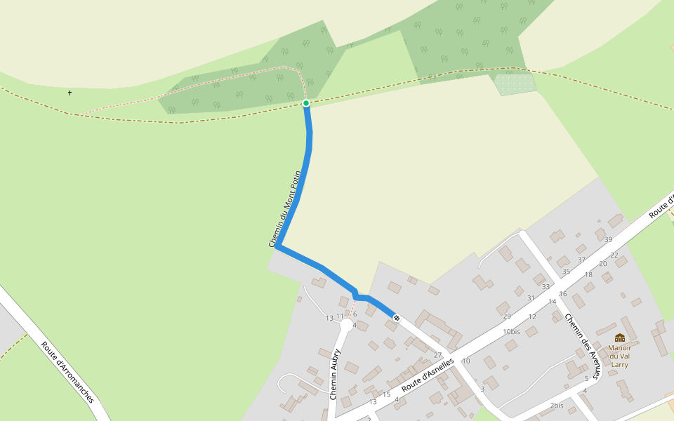 Chemin du Mont Pottin walking route map in Ryes
