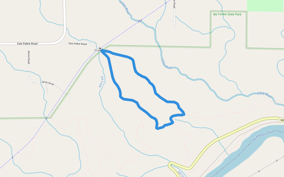 Oak Trail walking route map in Esko