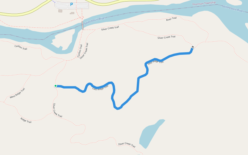 East Ridge Trail walking route map in Esko