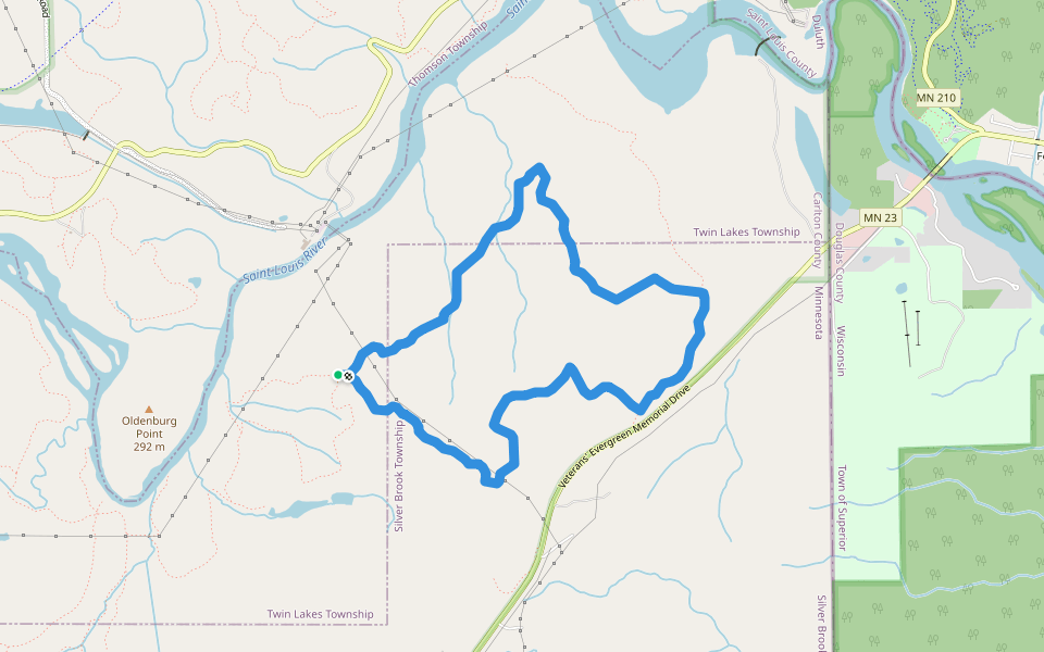 Spruce Trail walking route map in Esko
