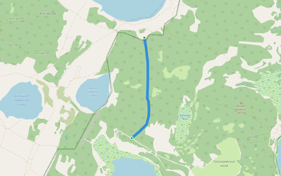 Заброшенная дорога соединяющая Галикаево и Алабугу walking route map in Prigorodnyi