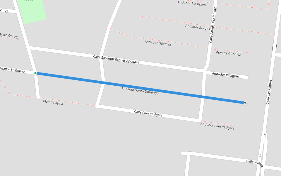 Andador Santo Domingo walking route map in Ciudad Mante