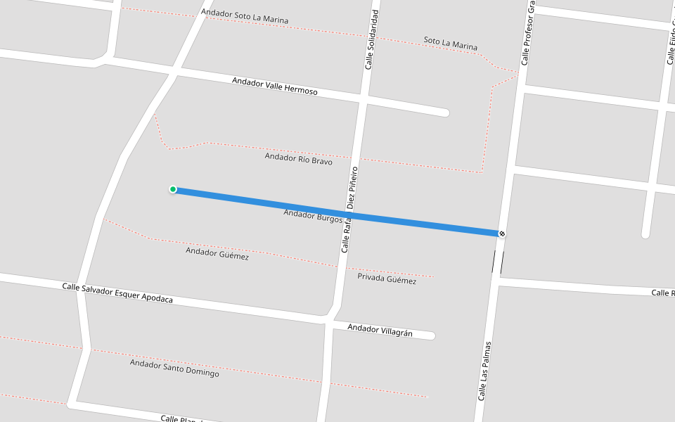 Andador Burgos walking route map in Ciudad Mante