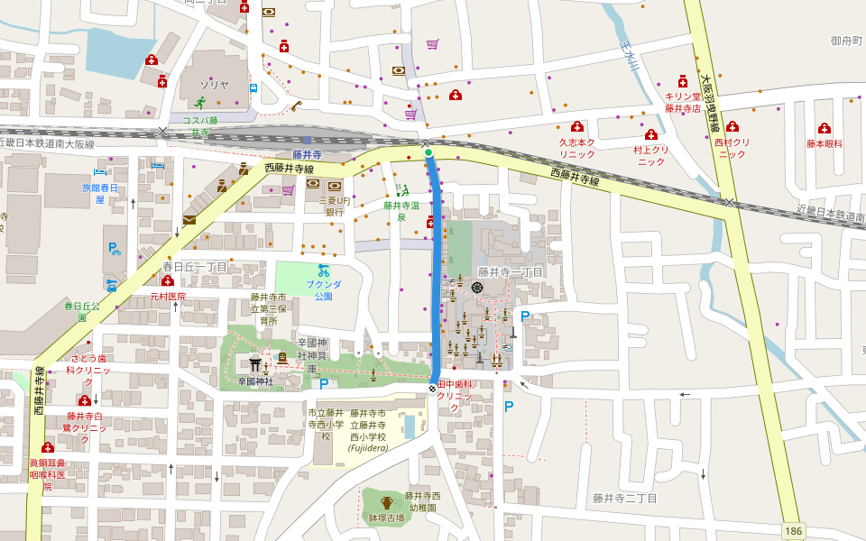 藤井寺一番街 walking route map in Fujiidera