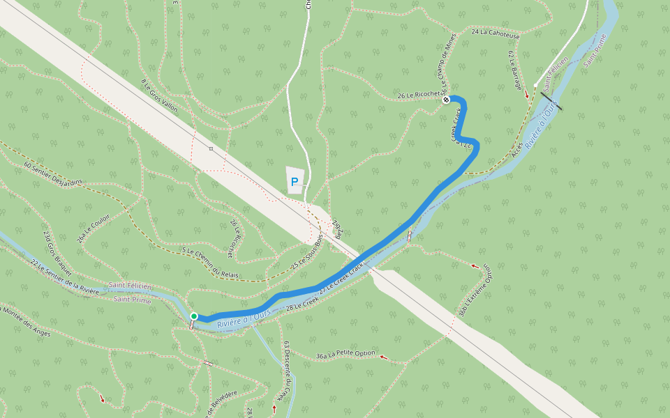 27 Le Creek Crack walking route map in Sainte-Hedwidge-de-Roberval