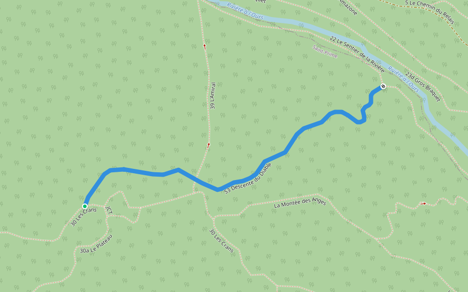 53 Descente du Diable walking route map in Sainte-Hedwidge-de-Roberval