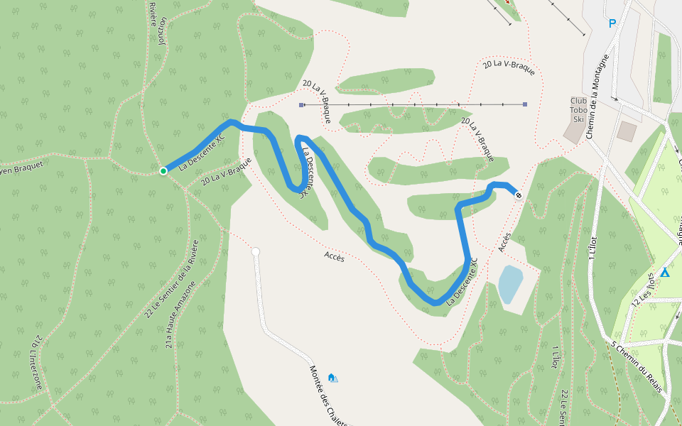 La Descente XC walking route map in Saint-Félicien