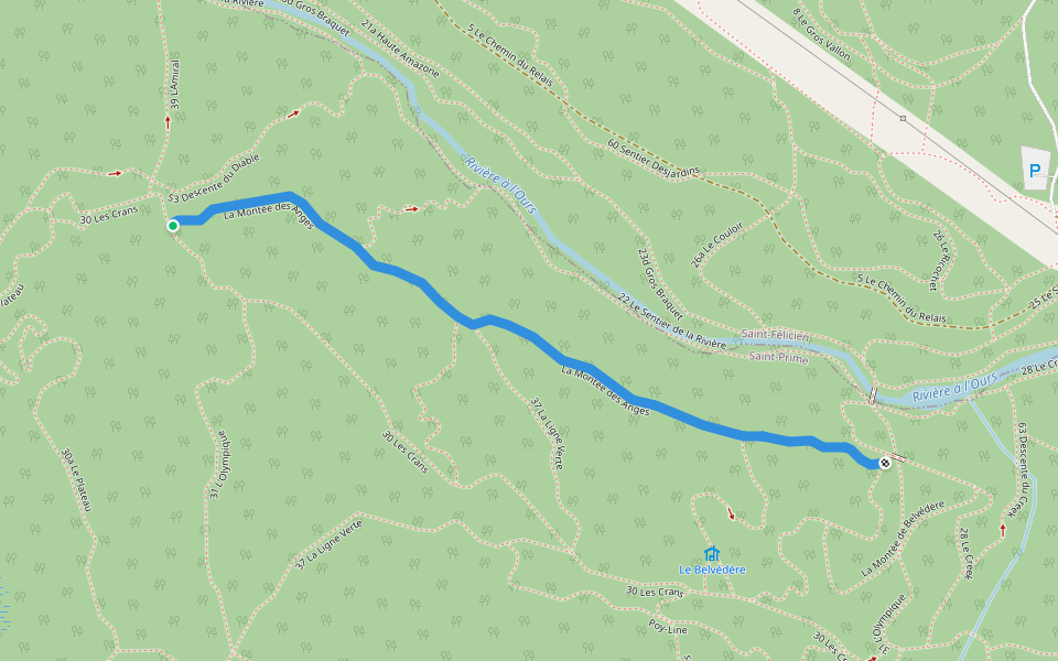 La Montée des Anges walking route map in Sainte-Hedwidge-de-Roberval
