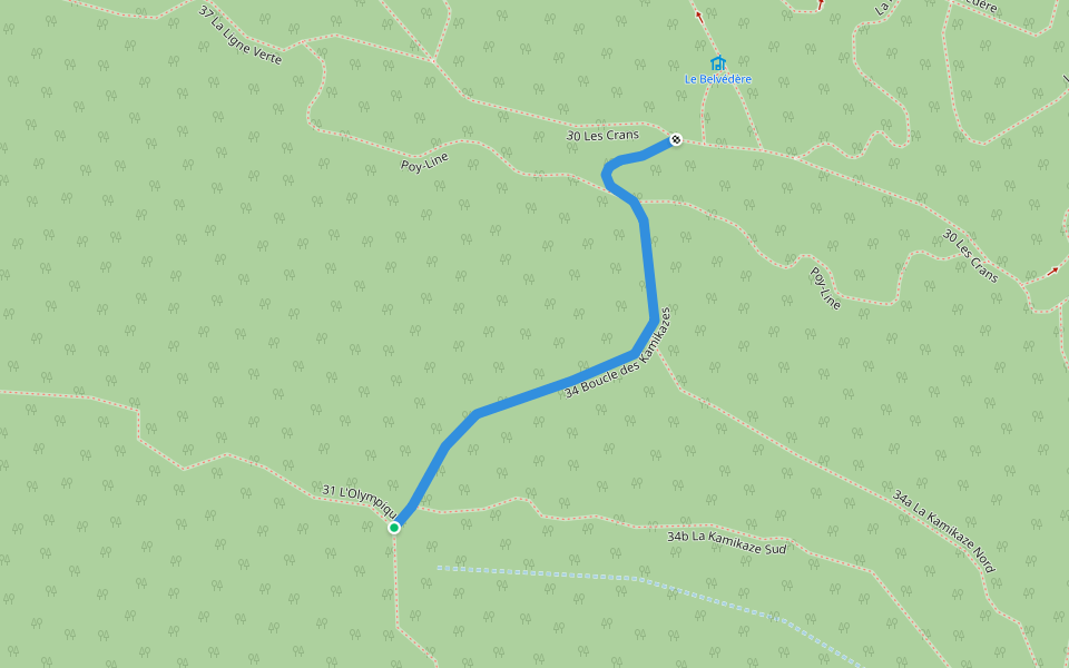 34 Boucle des Kamikazes walking route map in Saint-Félicien