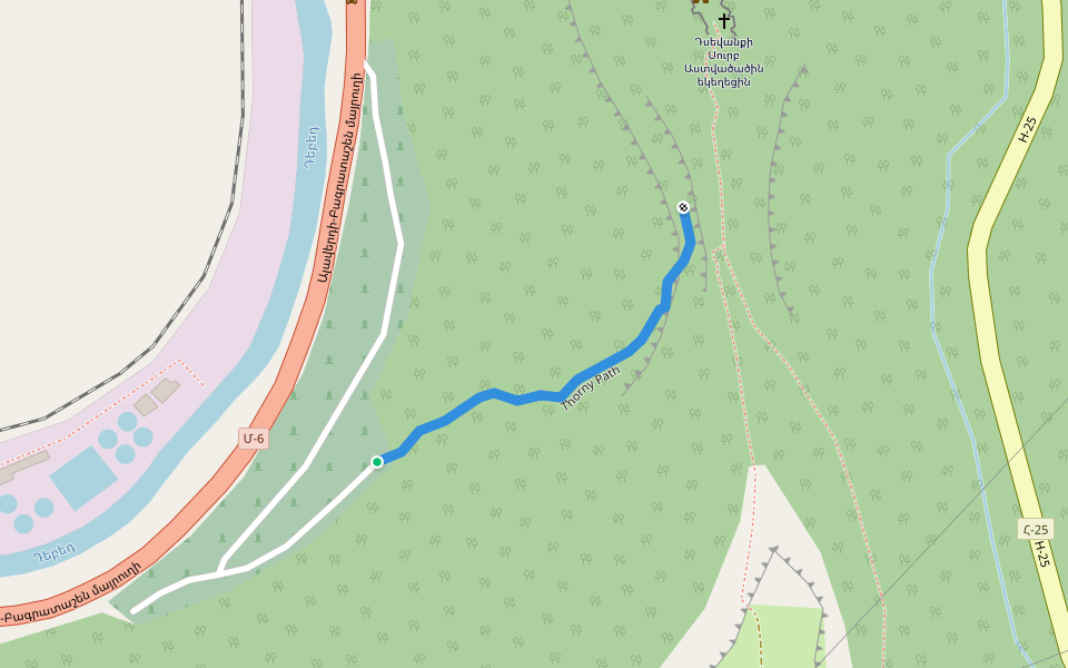 Thorny Path walking route map in Alaverdi