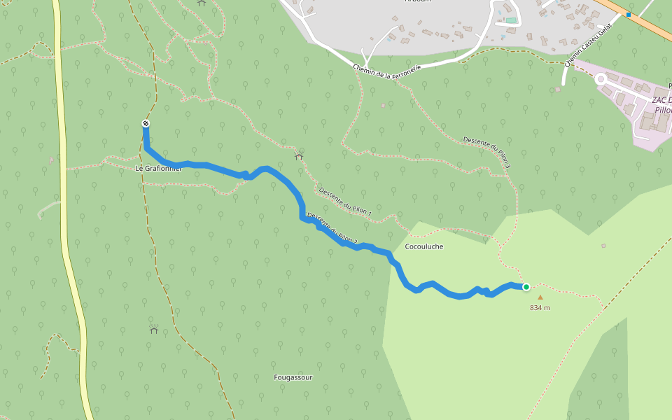 Descente du Pilon 2 walking route map in Saint-Vallier-de-Thiey