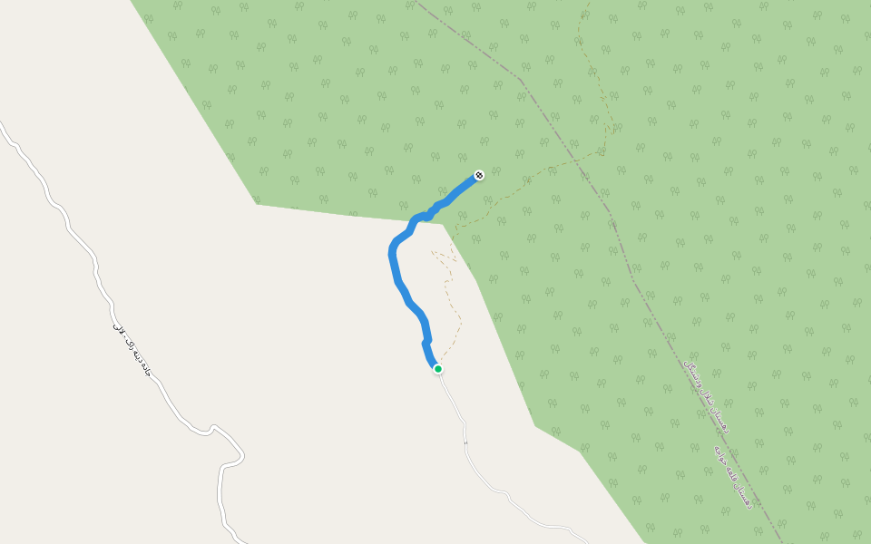 مسیر غار آبزر walking route map in Talpa
