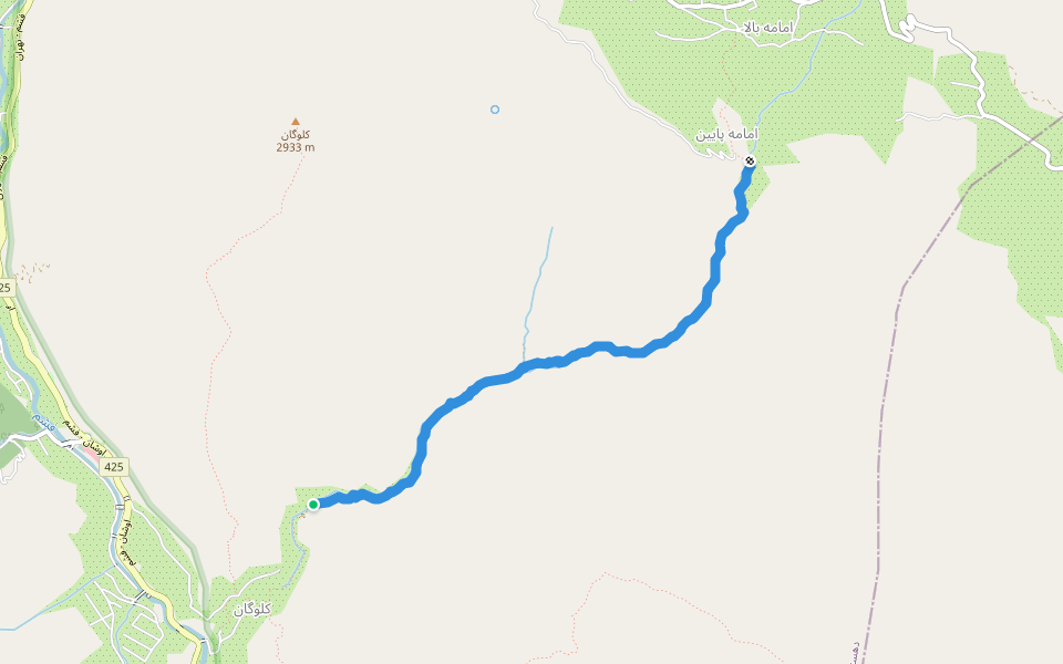 امامه_ کلوگان walking route map in Kolugan