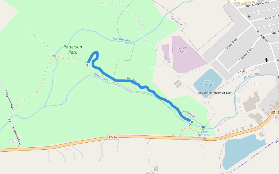 Rim trail walking route map in Cedarville