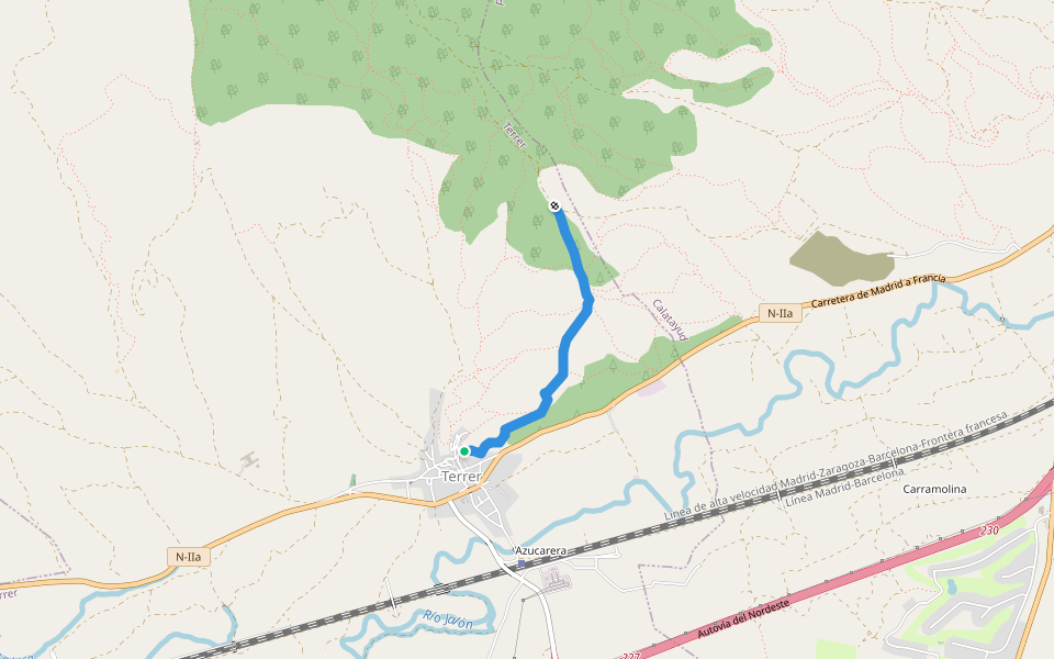 Senda Terrer walking route map in Terrer