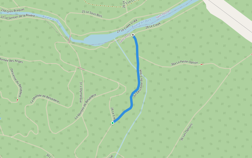 63 Descente du Creek walking route map in Sainte-Hedwidge-de-Roberval