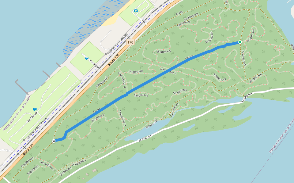 Centre walking route map in Métabetchouan-Lac-à-la-Croix