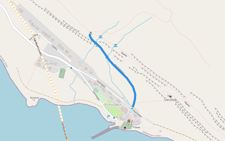 Krossstiggjur walking route map in Haldarsvík