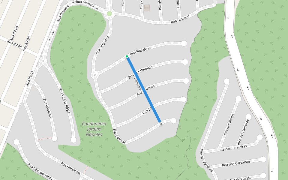 Pedestre walking route map in Senador Canedo