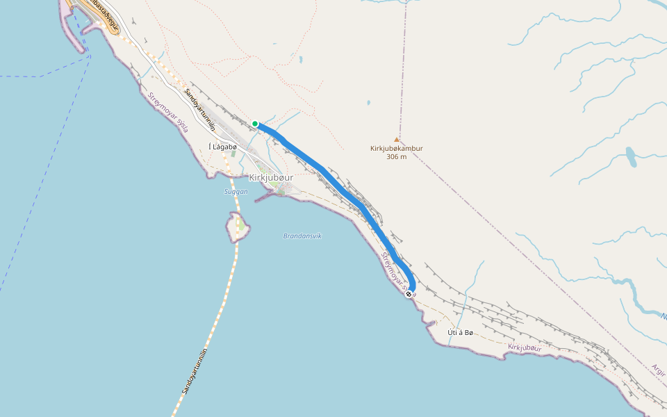 Mjækki walking route map in Haldarsvík