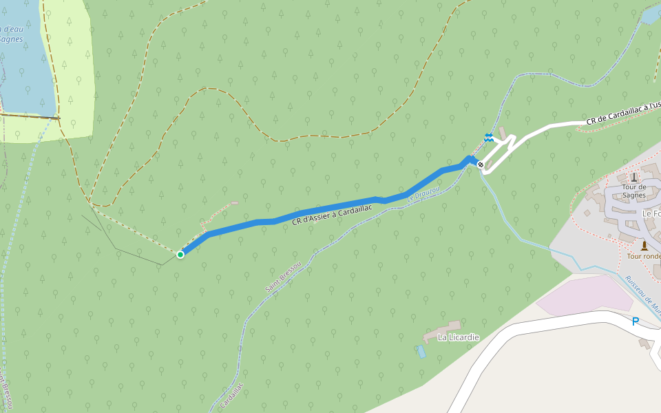 CR d'Assier à Cardaillac walking route map in Saint-Bressou