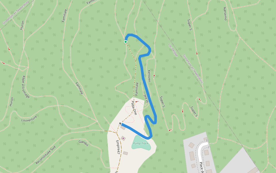 Jed Hi walking route map in Lac-Delage