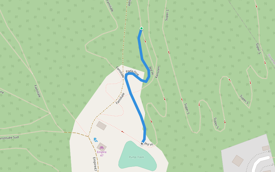 Pada One walking route map in Lac-Delage