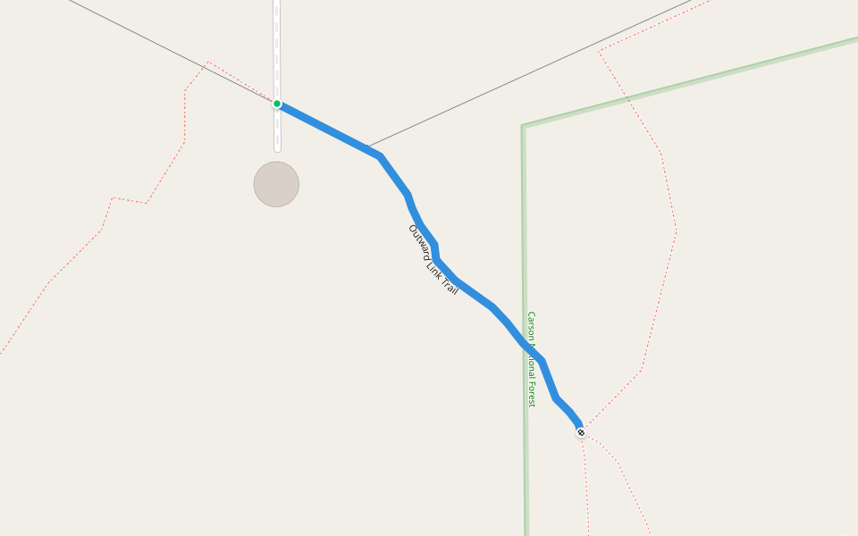 Outward Link Trail walking route map in Taos