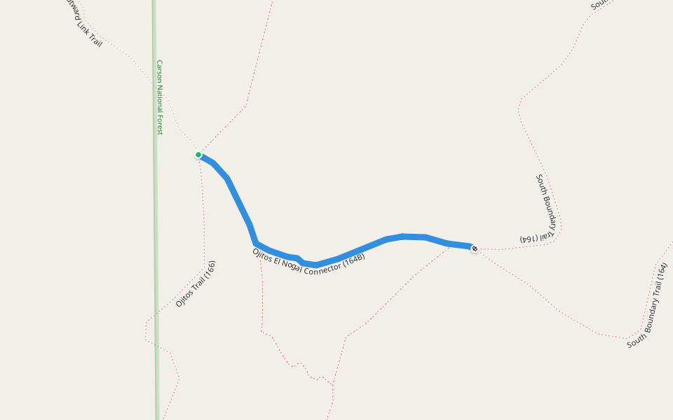Ojitos El Nogal Connector walking route map in Taos