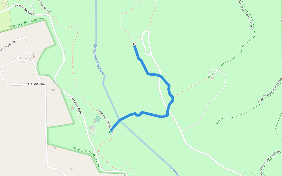 East River Swamp Trail walking route map in Nicholls