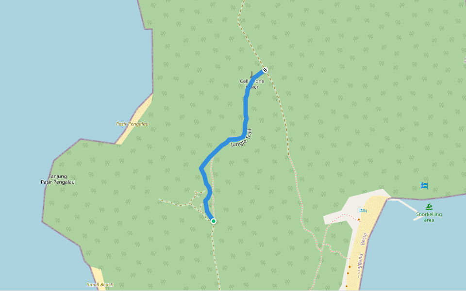 Jungle Trail walking route map in Besut