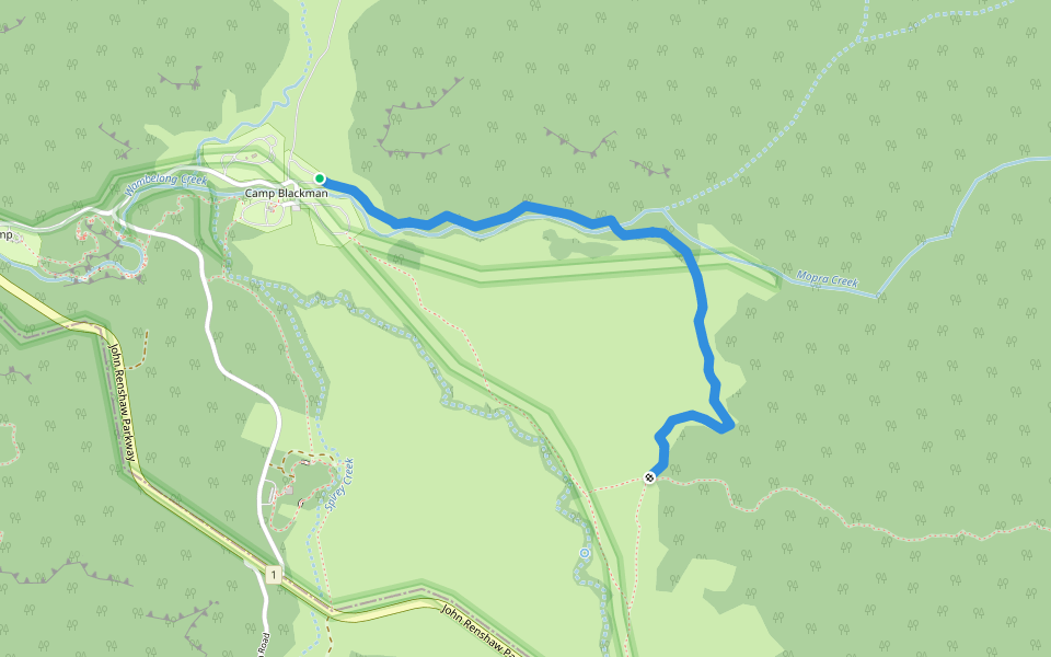 Belougerie Flats Trail walking route map in Warrumbungle