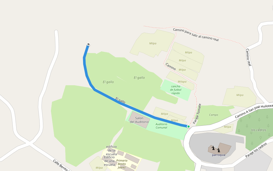 El gallo walking route map in Santa Cruz Ayotuzco