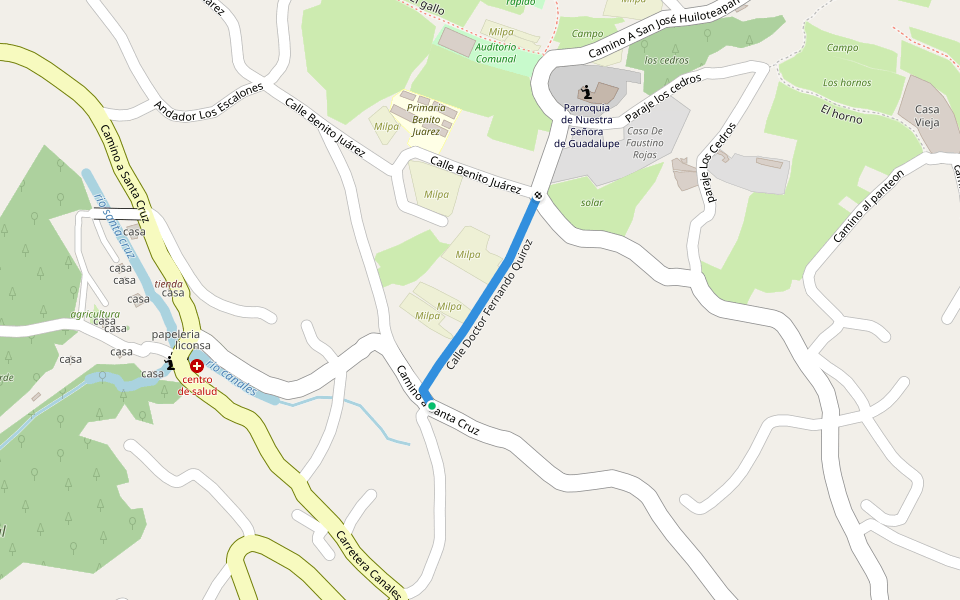 Calle Doctor Fernando Quiroz walking route map in Santa Cruz Ayotuzco