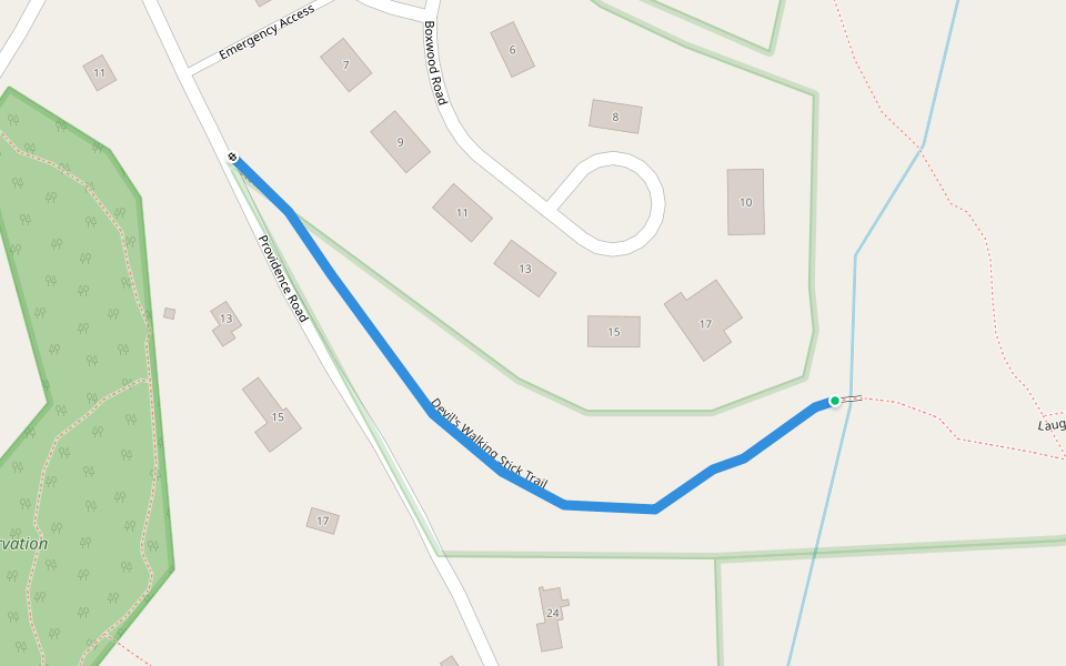 Devil's Walking Stick Trail walking route map in Westford