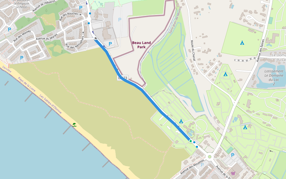 Avenue des Becs walking route map in Saint-Hilaire-de-Riez