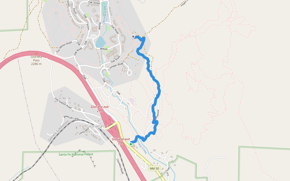 Baptist Bypass walking route map in Glorieta