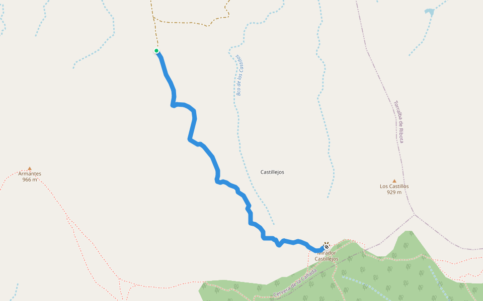 Senda de los Indios walking route map in Cervera de la Cañada