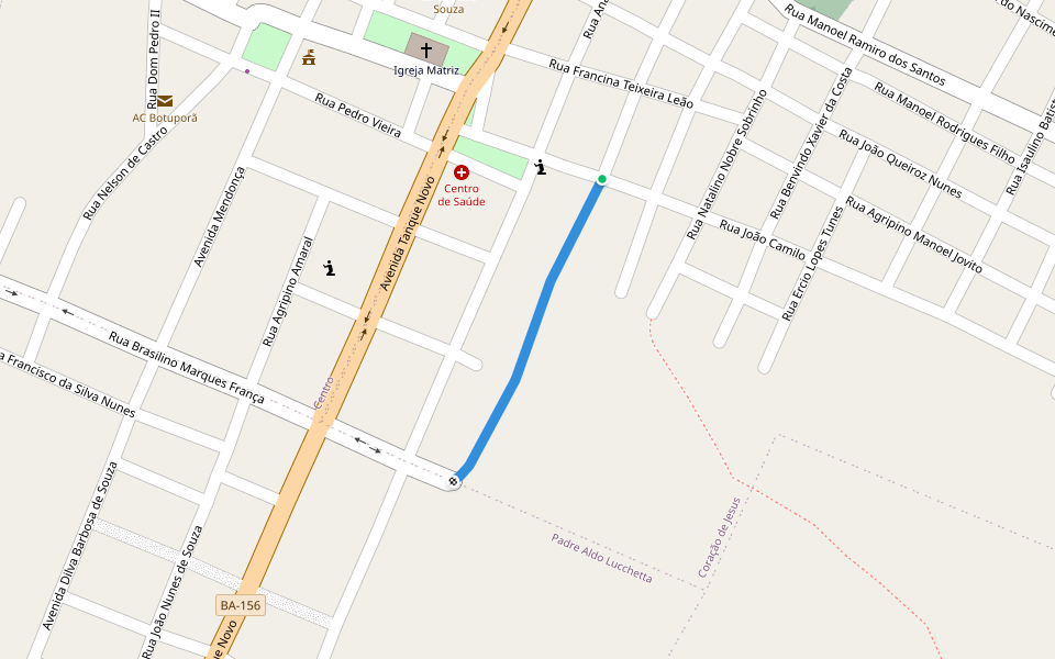 Rua 22 de Março walking route map in Botuporã