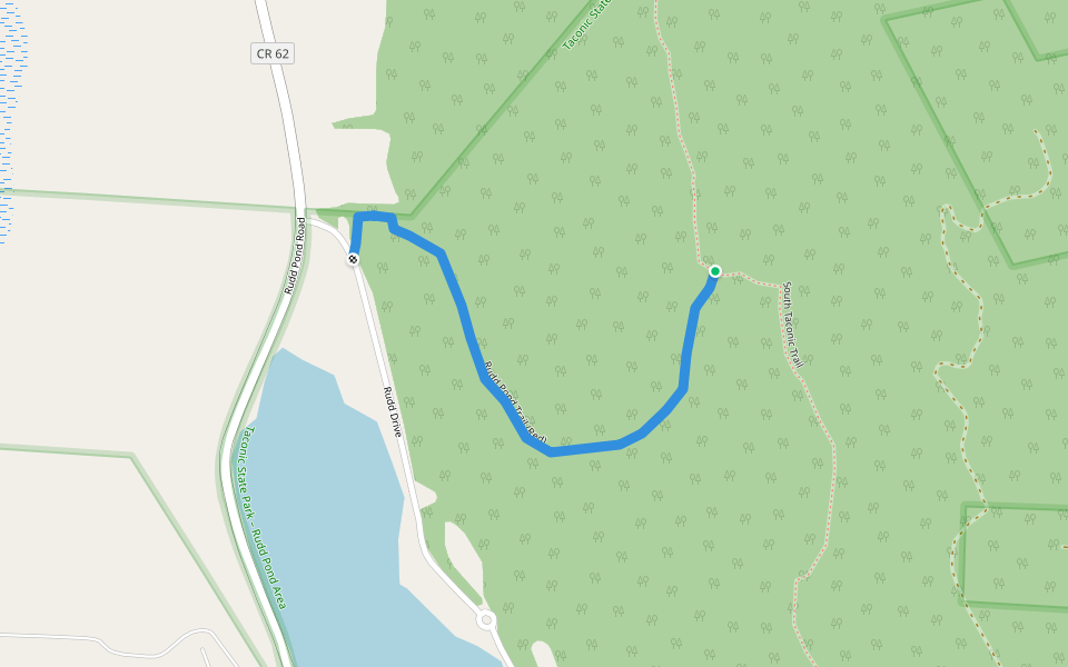 Rudd Pond Trail (Red) walking route map in Millerton