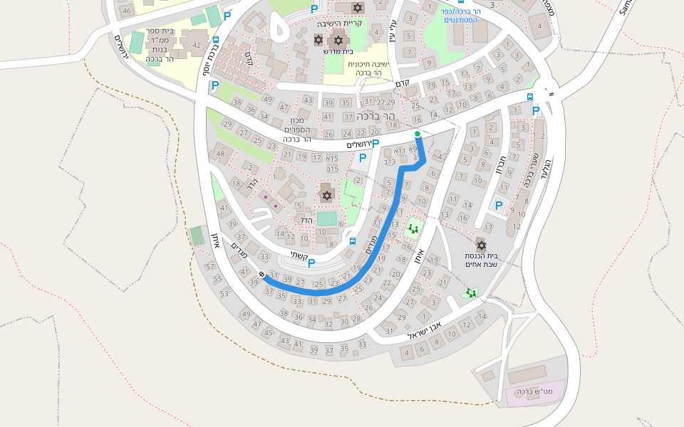 מגדים walking route map in Bracha