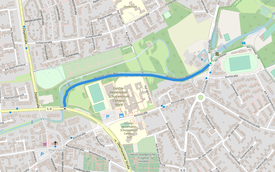 Berthold-Schön-Weg walking route map in Dinslaken