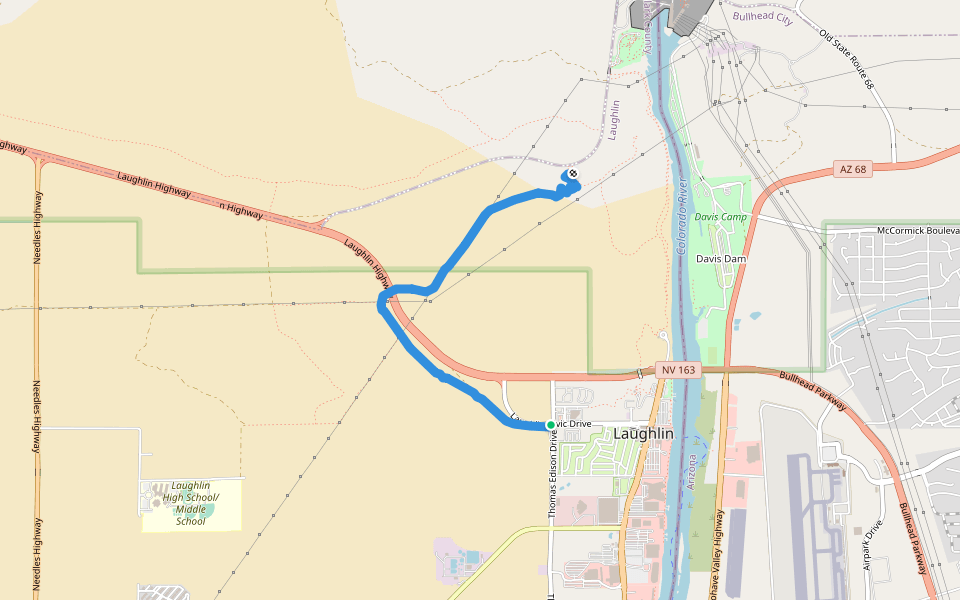 Desert Trail walking route map in Laughlin